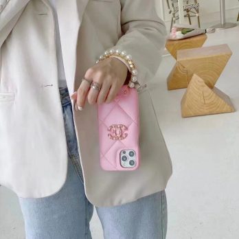 Chanel Soft Leather Bow Bracelet Chain Case for iPhone 15 14 12 13 11 Pro Max
