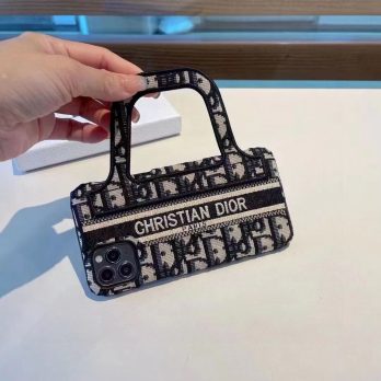 CHRISTIAN DIOR Canvas Tote Case for iPhone 15 14 13 12 11 Pro Max