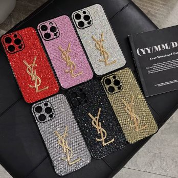 YSL Glitter Diamond Case with Strap for Apple iPhone