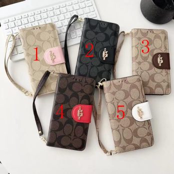 Coach Wrist Strap Leather Wallet Case Apple iPhone