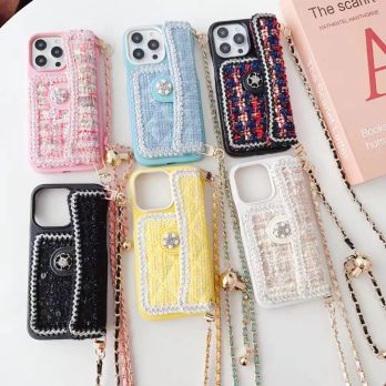 [Croossbody]Chanel Tweed Quilted Case for iPhone 15 14 13 12 11 Pro Max