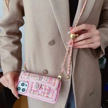 [Croossbody]Chanel Tweed Quilted Case for iPhone 15 14 13 12 11 Pro Max
