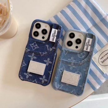 [Fashion]Louis Vuitton Denim Card Slot Case for iPhone 15 14 12 13 Pro Max