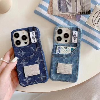 [Fashion]Louis Vuitton Denim Card Slot Case for iPhone 15 14 12 13 Pro Max