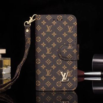 Louis Vuitton Brown Monogram Wallet Case for iPhone 12 11 13 14 Pro Max XR Xs Max 7 8 Plus