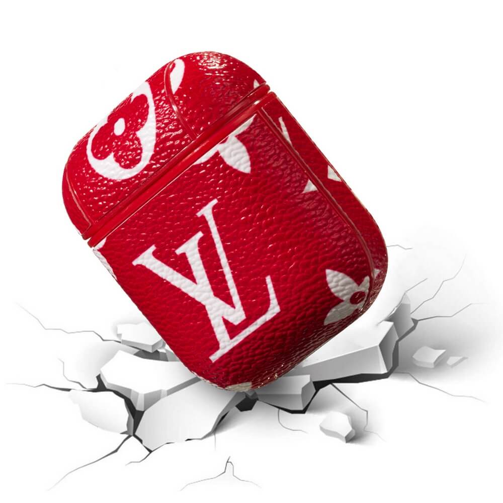 Louis Vuitton AirPods Pro 1 2 3 Case - Neon Red - Image 4