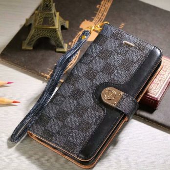 Louis Vuitton Monogram Wallet Case for Samsung Galaxy S25 S24 S23 S22 Ultra S21 Note 20 Ultra – Black Checkerboard