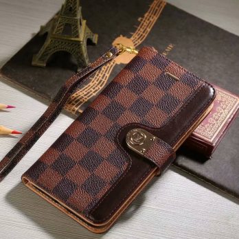 Louis Vuitton Monogram Wallet Case for Samsung Galaxy S24 S25 S23 S22 Ultra S21 Note 20 Ultra – Brown Checkerboard