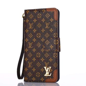 Louis Vuitton Vintage Brown Small Monogram Wallet Case for iPhone 15 14 13 Mini 12 11 13 Pro Max Xs Max XR 7 8 Plus