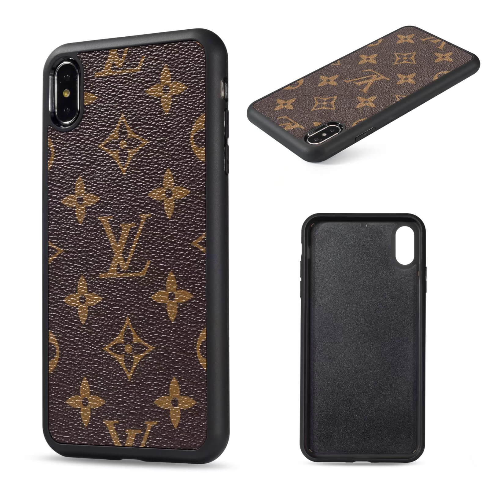 Louis Vuitton Brown Monogram Thin Leather Case for iPhone 16 15 14 13 12 11 Pro Max Xs XR 7 8 Plus 12 13 Mini