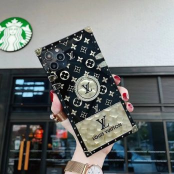 Louis Vuitton Black Ring Holder Eye Trunk Case for iPhone 7 8 Plus 13 14 12 11 15 Pro Max Xs Max XR
