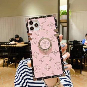 Louis Vuitton Pink Ring Holder Eye Trunk Case for iPhone 15 14 13 12 11 Pro Max Xs Max XR 7 8 Plus Mini