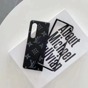 Louis Vuitton Eclipse Leather Protective Case for Samsung Galaxy Z Flip 3/ Z Flip 1 2/ Z Fold 2/ Z Fold 3