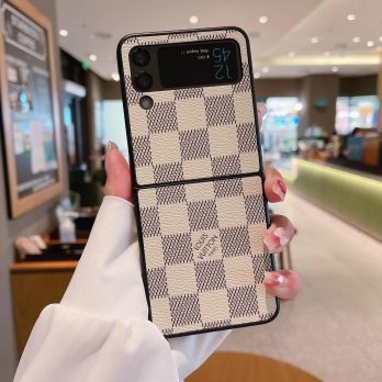 Louis Vuitton Damier Azur Leather Protective Case for Samsung Galaxy Z Flip 3, Z Fold 3