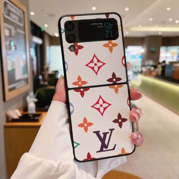 Louis Vuitton White Monogram Leather Protective Case for Samsung Galaxy Z Flip 3, Z Fold 3