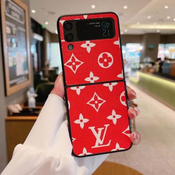 Louis Vuitton Red Monogram Leather Protective Case for Samsung Galaxy Z Flip 3, Z Fold 3