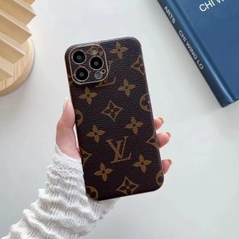 Louis Vuitton Brown Monogram Plating Edge Thin Case for iPhone 11 12 13 14 15 Pro Max Xs XR 7 8 Plus