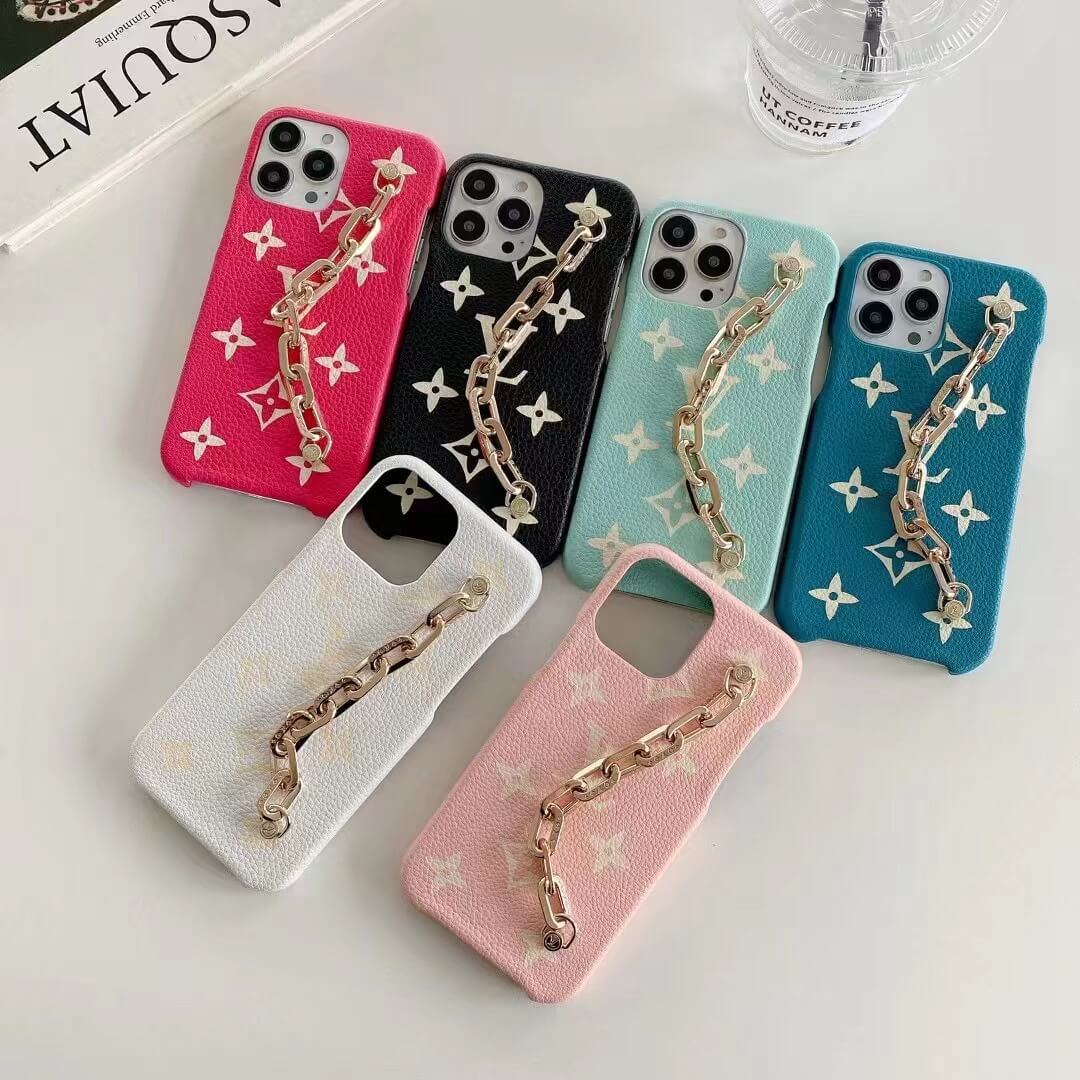 Louis Vuitton Wrist Chain Leather Case iPhone 15 14 13 Pro Max Xs Max XR 7 8 Plus 12 13