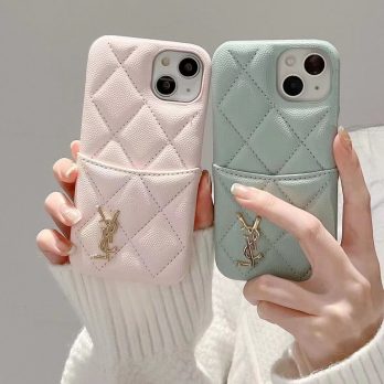 YSL Leather Card Holder Case for iPhone 15 14 13 12 11 Pro Max