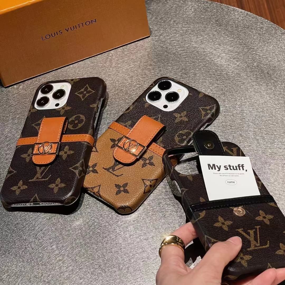 Louis Vuitton Card Holder Slot Leather Case for iPhone 11 12 13 14 15 Pro Max - Image 3