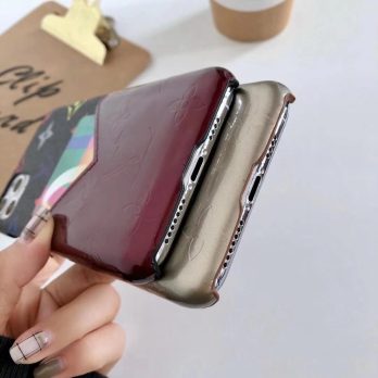 Louis Vuitton Leather Card Holder Case for iPhone 15 14 13 12 11 Pro Max