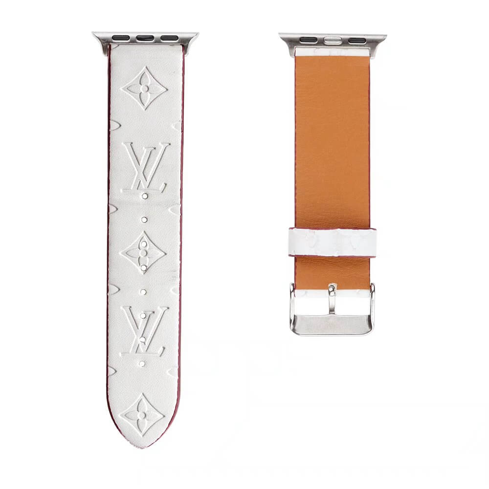 Louis Vuitton Apple Watch Band Straps Compatible iWatch Replacement imprint Leather Band - Image 2