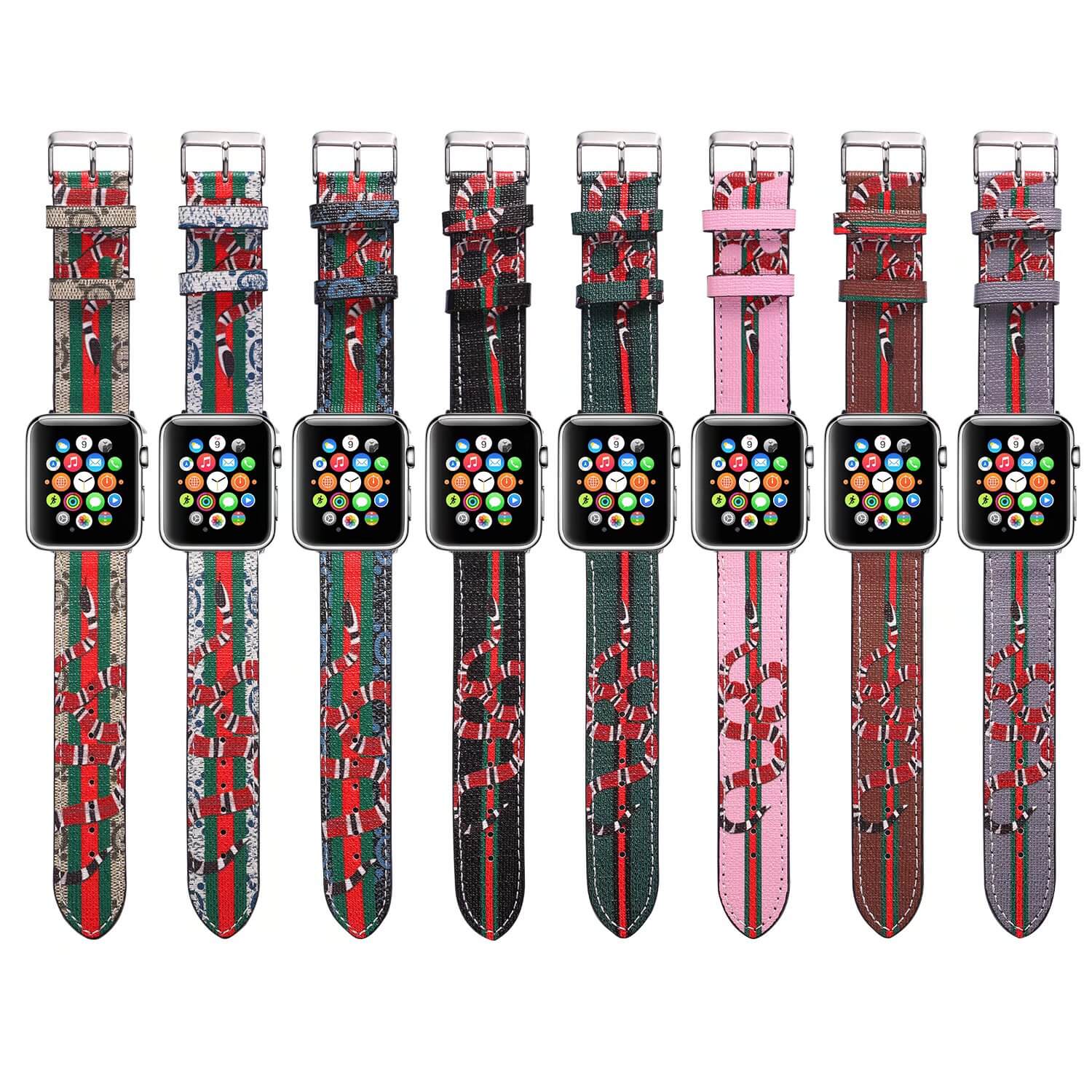 Gucci Snake Apple Watch Band Straps Compatible iWatch Replacement Leather Band - Image 2