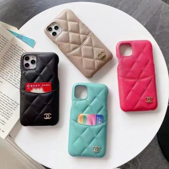 Chanel Genuine Leather Card Holder Case for iPhone 15 14 12 13 11 Pro Max