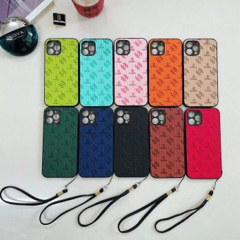 Chanel Imprint Leather Case with Strap for Apple iPhone