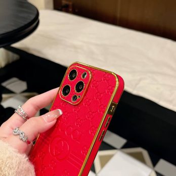 Gucci Plating Embossed Leather Case for iPhone 15 14 13 12 11 Pro Max